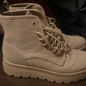Levi's Beige Canvas Lace-Up Boots
